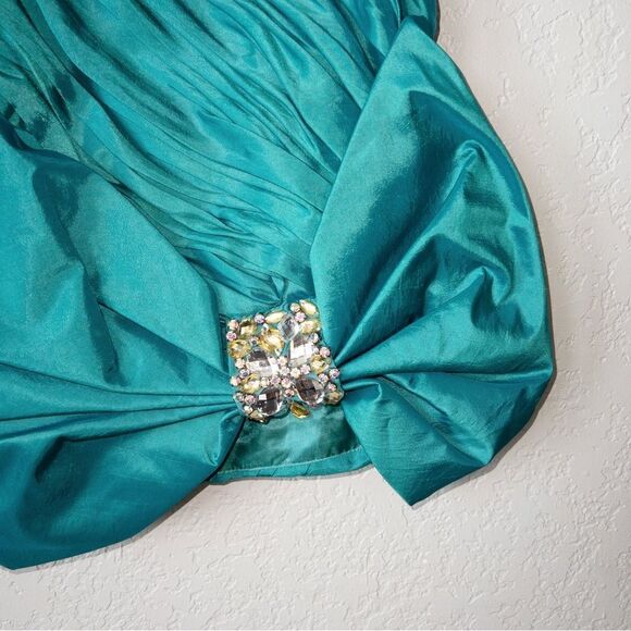 NWT Mac Duggal Teal Bow Detail Mini Strapless Dress Size‎ 6 - Picture 2 of 6